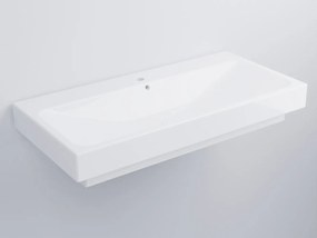 Cielo Smile Square Lavabo 100x48 Semincasso Da Appoggio O Sospeso con troppopieno In Ceramica Bianco Lucido