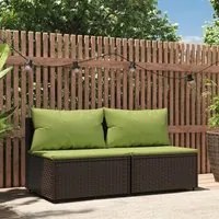 Divani Centrali da Giardino con Cuscini 2pz Polyrattan Marrone 319834