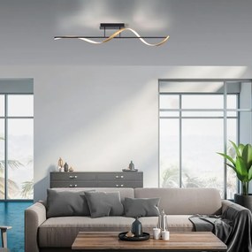 Plafoniera LED moderno Q-Swing, ottone 18x121 cm, luce con 3 temperature di colore dimmerabile, 1350 lumen PAUL NEUHAUS