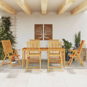 Set da pranzo da giardino 7 pz in legno massello di acacia