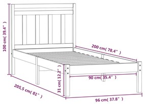 Giroletto Bianco in Legno Massello di Pino 90x200 cm