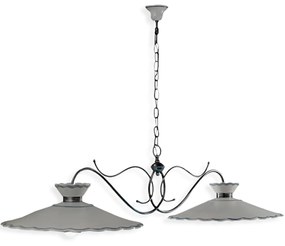 Lampadario Classico Ravenna Metallo E Ceramica Nero Sfumato Argento 2 Luci E27