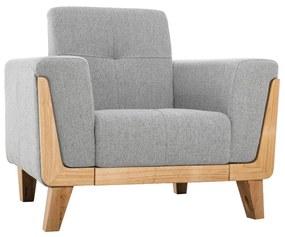 Poltrona scandinava grigio chiaro base legno FJORD