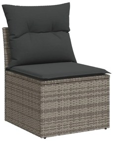 Set divano da giardino 8pz con cuscini grigio chiaro polyrattan