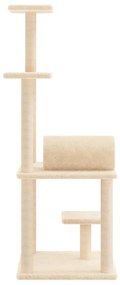 Albero per gatti con tiragraffi in sisal crema 136 cm