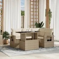 Set Divano da Giardino 5 pz con Cuscini Beige in Polyrattan 3267878