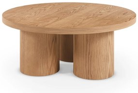 Tavolino da salotto rotondo di colore naturale con effetto rovere ø 100 cm Arancha – MOME