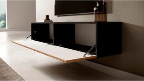 Mobile TV Sospeso Listellato 140 Cm Nero E Rovere Astra