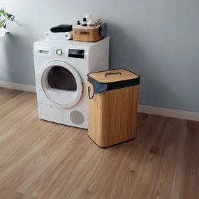 Cesta per il bucato nera/di colore naturale in bambù 78 l Bamboo – Compactor