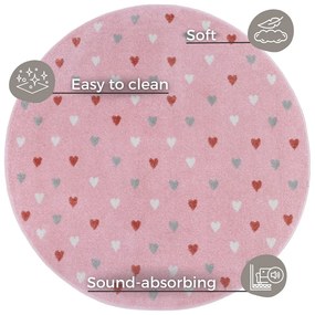 Tappeto rosa per bambini ø 140 cm Little Hearts - Hanse Home