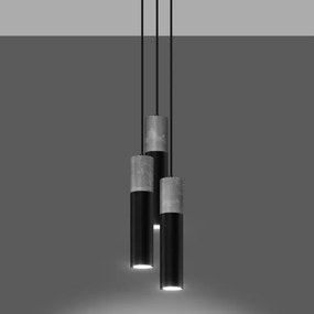 Sollux SL.1081 - Lampadario su corda BORGIO 3xGU10/40W/230V cemento/metallo nero