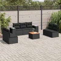 Set Divani da Giardino con Cuscini 8 pz Nero in Polyrattan 3257728