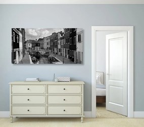 Quadro su tela – Case in bianco e nero in città