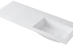 Lavabo a incasso rettangolare vasca a destra L 120.5 x H 15 x P 46 cm in resina bianco lucido