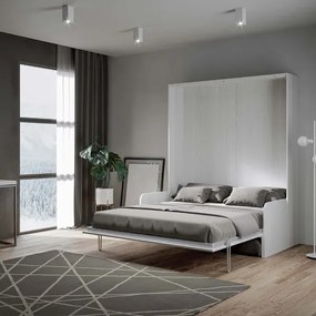 Letto matrimoniale a scomparsa 160 cm Bianco Frassino KENTARO SOFŔ