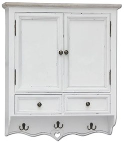 Armadio pensile con appendiabiti in legno di paulownia shabby chic 45x34x66