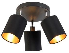 Faretto moderno nero con interno dorato 3 luci - Lofty