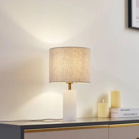 Lampada da tavolo Lindby alabastro, bianco/beige, Ø 25 cm, marmo, E27