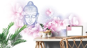Carta da parati autoadesiva – Buddha con fiori di sakura