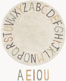 Tappeto rotondo per bambini fatto a mano Back To School, lavabile