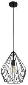 Lampadario A Sospensione Vintage Carlton Acciaio Nero 1 Luce E27
