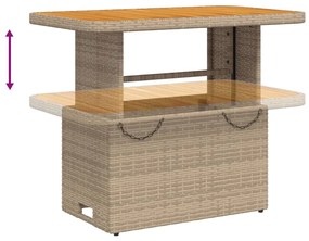 Tavolo da giardino beige 90x55x71cm polyrattan e legno acacia