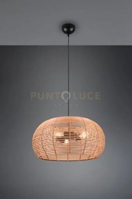 Inga sospensione reticolo rattan naturale e montatura nera d. 50cm ...