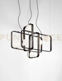 Groove sospensione 4 bianco satinato antracite 6 luci attacco e14