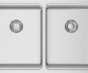 Lavello 2 vasche in inox argento RODI Una 75 L 74 x L 44 cm