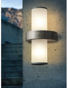 EGLO 86541 - Applique da esterno BEVERLY 2xE27/60W argento / bianco