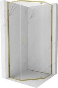 Mexen Exo-R cabina doccia pentagonale a battente 90 x 90 cm, trasparente, oro - 812-090-090-50-00