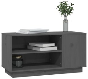 Mobile porta tv grigio 80x35x40,5 cm in legno massello di pino