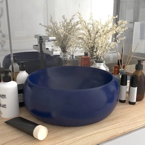 Lavandino Lusso Rotondo Blu Scuro Opaco 40x15 Cm İn Ceramica /