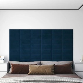Pannelli Murali 12 Pz Blu 30x15 Cm İn Velluto 0,54 M² /