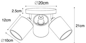 Faretto moderno nero con interno dorato 3 luci - Lofty