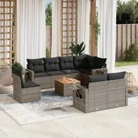 Set Divano da Giardino 9 pz con Cuscini Grigio in Polyrattancod mxl 88963