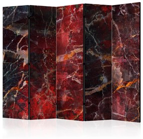 Paravento Sentiero per l'inferno II - texture di marmo con motivo astratto rosso