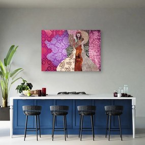 Quadro su tela, Una donna su uno sfondo decorativo  Dimensioni 60x40