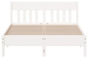 Giroletto con testiera bianco 140x190 cm in legno massello pino
