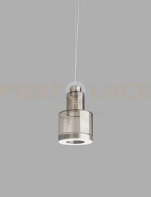 Medea sospensione 2 fume' trasparente acciaio satinato l3204 led 30...