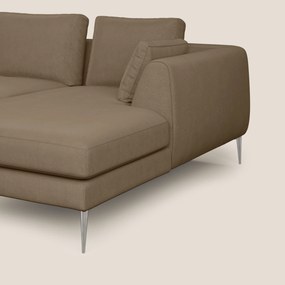 Plano divano moderno angolare con penisola in microfibra smacchiabile T11 marrone