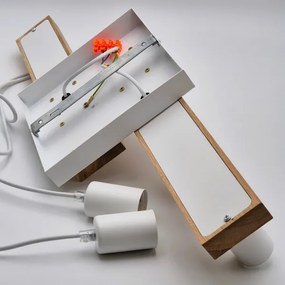 Lampadario a sospensione con filo CORTINA 4xE27/15W/230V bianco/quercia