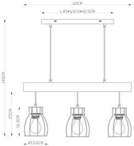 Globo 15326-3N - Lampadario a sospensione con filo MINA 3xE27/40W/230V