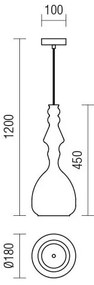 Redo 01-2938 - Lampadario a sospensione su cavo AMBIX 1xE27/42W/230V Ø 18 cm grigio