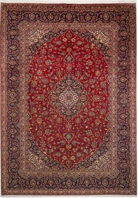 Kashan Tappeto 350x250 Rosso (Iran) Annodato A Mano