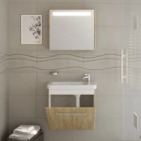 Kamalu - Mobiletto bagno 60 cm profondità ridotta colore rovere | LAC-IRIS-60-R