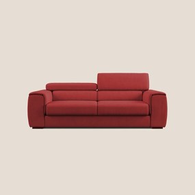 Zeno Divano con pouf estraibile poggiapiedi in tessuto morbido impermeabile T02 rosso