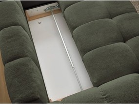 Divano angolare verde allungabile e con contenitore (penisola a destra/a L) con rivestimento in ciniglia Everest – Bobochic Paris