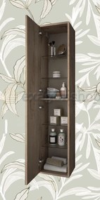 Firenze Colonna Bagno Reversibile 5 ripiani 140x30 Cm Con Apertura Push Effetto Legno Rovere Scuro