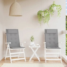 Cuscini Per Sedia Schienale Alto 2 Pz Grigio Tessuto Oxford /